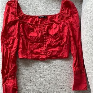 Nasty Gal Red Corset Style Crop Top